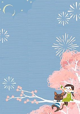 PSD 여자 별 어린이 일러스트 불꽃놀이 한명 고양이 봄 벚꽃 달 벚나무 국내일러스트 자연요소 나무 1 계절 꽃 포유류 놀이 사람 반려동물 파일형식