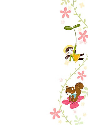 PSD 여자 꽃잎 어린이 일러스트 한명 새싹 봄 다람쥐 국내일러스트 식물 1 계절 꽃 사람 설치류 파일형식