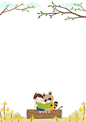 PSD 구름 남자 어린이 일러스트 한명 책 독서 봄 개나리 통나무 너구리 국내일러스트 자연요소 나무 1 계절 꽃 포유류 사람 파일형식