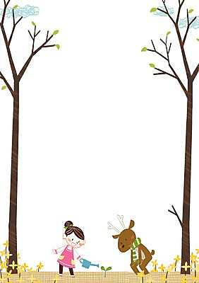 PSD 나무 구름 여자 어린이 일러스트 사슴 한명 새싹 봄 물뿌리개 개나리 국내일러스트 자연요소 식물 1 계절 꽃 포유류 사람 파일형식