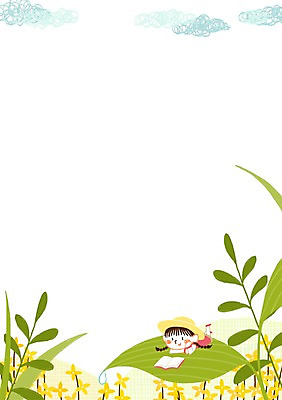 PSD 구름 모자 여자 어린이 일러스트 나뭇잎 한명 책 독서 봄 개나리 국내일러스트 자연요소 1 잡화 계절 꽃 잎 사람 파일형식