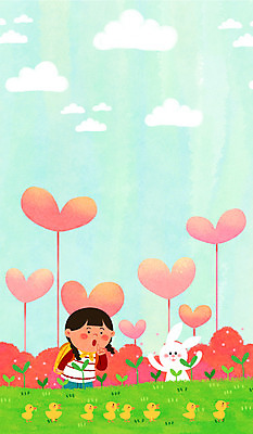 PSD 구름 여자 꽃 어린이 일러스트 병아리 한명 새싹 봄 하트 토끼 국내일러스트 자연요소 모양 식물 1 계절 포유류 조류 사람 반려동물 파일형식