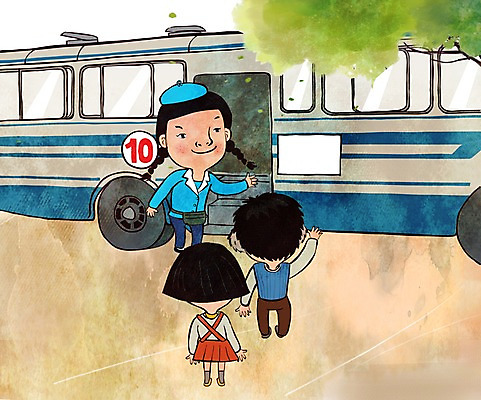 주간 PSD 나무 여자 남자 어린이 일러스트 놀이 버스 안내 성인 야외 세명 추억 복고 안내원 옛날 국내일러스트 자연요소 식물 직업 육상교통 컨셉 대중교통 사람 파일형식