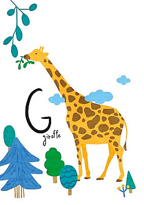 PSD 나무 동물 구름 알파벳 일러스트 나뭇잎 사람없음 G 기린 낱말카드 교육자료 국내일러스트 자연요소 식물 영어 교육 잎 포유류 자료 교구 파일형식