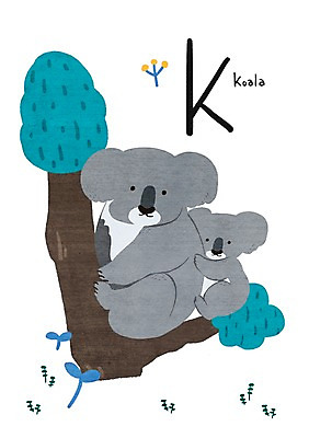 PSD 나무 동물 알파벳 일러스트 사람없음 새싹 코알라 K 낱말카드 교육자료 국내일러스트 식물 영어 교육 포유류 자료 교구 파일형식