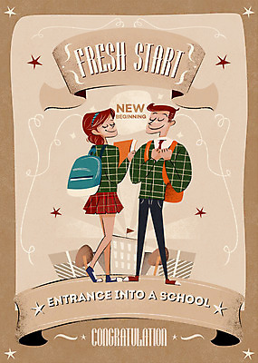 PSD 나무 학생 여자 남자 교복 포스터 일러스트 학교 청소년 새출발 새로움 책가방 두명 희망 입학 시작 국내일러스트 식물 옷 교육 감정 컨셉 가방 사람 출발 파일형식