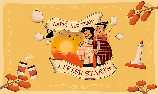 PSD 나무 커플 여자 남자 포스터 커피 일러스트 조류 새출발 새로움 등대 성인 두명 일출 희망 종이컵 시작 해피뉴이어 풍선 국내일러스트 식물 동물 감정 음료 컨셉 관계 사람 컵 노을 새해인사 일회용 출발 파일형식