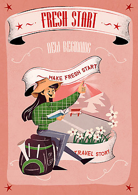 PSD 여자 꽃 포스터 도로 지도 일러스트 배낭 자동차 새출발 새로움 한명 성인 책 희망 시작 히치하이킹 국내일러스트 식물 1 감정 길 육상교통 여행 컨셉 가방 교통시설 사람 출발 파일형식