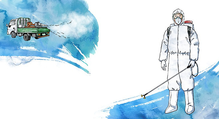 PSD 직업 남자 캘리배경 일러스트 한명 성인 트럭 방역 살균소독제 소독 소독제 국내일러스트 1 백그라운드 자동차 사람 파일형식