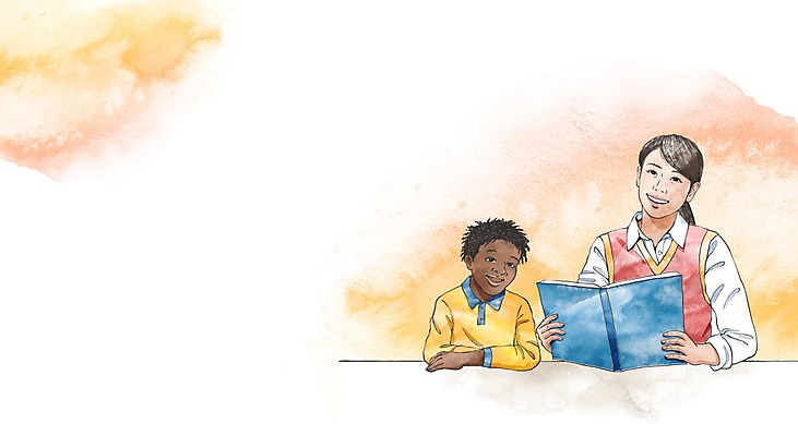 PSD 직업 여자 남자 어린이 캘리배경 일러스트 성인 두명 책 교사 가정교사 국내일러스트 백그라운드 사람 파일형식