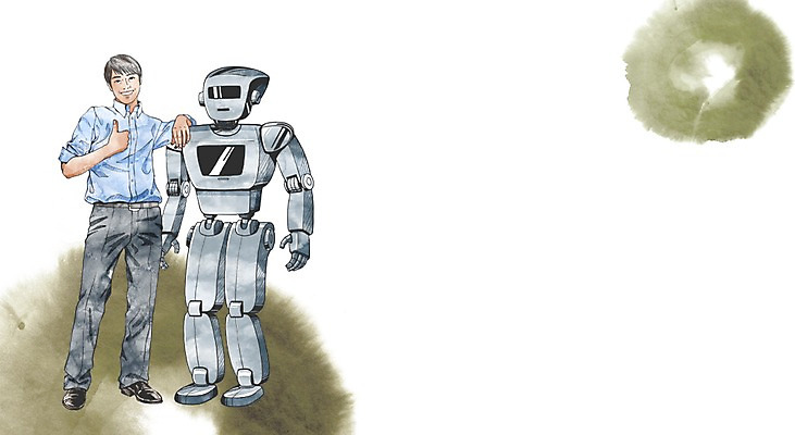 PSD 직업 남자 캘리배경 일러스트 한명 성인 엄지손가락 최고 기술자 로봇 4차산업 국내일러스트 1 산업 백그라운드 손가락 사람 파일형식