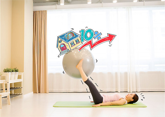 편집 편집이미지 여자 화살표 주택 실내 한명 성인 운동 한국인 매트 짐볼 10% 집값상승 이미지편집 AI파일 1 건강 사람 동양인 내부 건물 퍼센트 상승 집값 파일형식 벡터