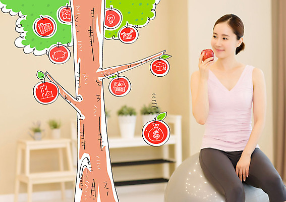 나무 편집 편집이미지 여자 학사모 주택 한명 빌딩 성인 한국인 돼지저금통 짐볼 사과 사과나무 금융의날 이미지편집 AI파일 식물 모자_잡화 1 과일 졸업 사람 동양인 건물 저금통 파일형식 벡터 법정기념일