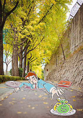 나무 편집 편집이미지 남자 길 서류가방 한명 성인 돈자루 맨홀뚜껑 이미지편집 AI파일 식물 1 돈 가방 사람 파일형식 벡터