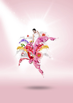 PSD 백인 편집이미지 원피스 여자 꽃 한명 상반신 20대 성인 앞모습 물 뷰티 튀는물 내려보기 이미지편집 자연요소 서양인 식물 1 옷 뷰포인트 모션 사람 청년 액체표현 스플래쉬 파일형식