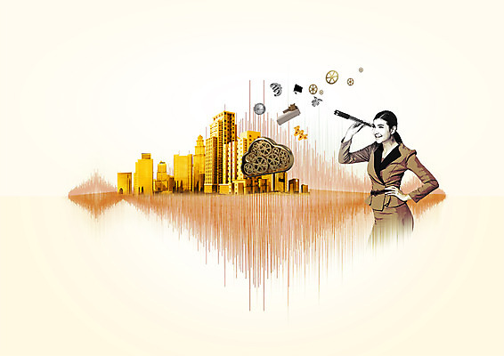 PSD 백인 편집이미지 여자 허리손 한명 미소 정장 빌딩 상반신 20대 성인 노란색 주황색 일안경 관찰 도시 비즈니스우먼 톱니바퀴 주파수 이미지편집 서양인 1 옷 컬러 포즈 비즈니스 모션 표정 사람 청년 건물 망원경 직장인 파일형식