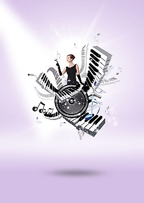 PSD 외국인 편집이미지 원피스 여자 악기 음악 음표 한명 상반신 20대 성인 스피커 피아노건반 건반 건반악기 이미지편집 1 기호 옷 음향기기 문화예술 사람 인종 청년 피아노 파일형식