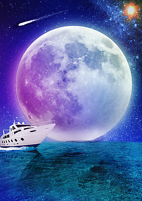 PSD 편집이미지 바다 여행 요트 밤하늘 사람없음 보름달 한척 야간 유성 유람선 바다여행 이미지편집 자연요소 1 배_교통 하늘 달 파일형식
