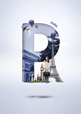 PSD 서양인 편집이미지 여자 비행기 한명 20대 성인 핸드백 열기구 P 에펠탑 시계탑 개선문 파리_프랑스 안식처 프랑스여행 이미지편집 외국인 1 알파벳 해외여행 가방 항공교통 휴식 대중교통 사람 청년 탑 프랑스 파리 랜드마크 파일형식