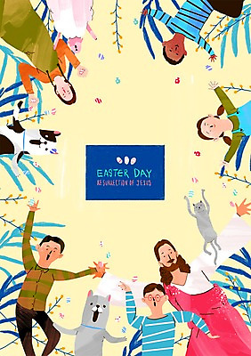 PSD 여자 남자 기독교 어린이 일러스트 나뭇잎 여러명 성인 평화 믿음 고양이 희망 양 예수 강아지 부활절계란 국내일러스트 감정 종교 다수 컨셉 잎 포유류 부활절 사람 반려동물 계란 신_종교 개 파일형식