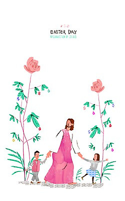 PSD 여자 남자 기독교 어린이 일러스트 성인 세명 장미 평화 믿음 손잡기 희망 예수 부활절계란 국내일러스트 꽃 감정 종교 컨셉 모션 부활절 사람 계란 신_종교 파일형식