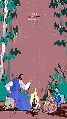 PSD 나무 남자 별 기독교 어린이 일러스트 성인 세명 평화 믿음 희망 예수 모닥불 부활절계란 성경이야기 국내일러스트 자연요소 식물 감정 종교 컨셉 불 부활절 이야기 사람 계란 신_종교 파일형식