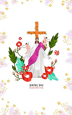 PSD 남자 꽃 기독교 어린이 십자가 일러스트 나뭇잎 천사 성인 세명 평화 믿음 희망 아기 예수 부활절계란 국내일러스트 식물 감정 종교 컨셉 잎 부활절 사람 계란 신_종교 파일형식