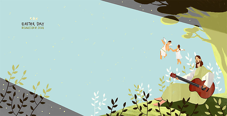 PSD 나무 여자 남자 기독교 어린이 일러스트 나뭇잎 천사 성인 세명 평화 믿음 희망 기타 예수 부활절계란 국내일러스트 식물 감정 종교 컨셉 잎 현악기 부활절 사람 계란 신_종교 파일형식