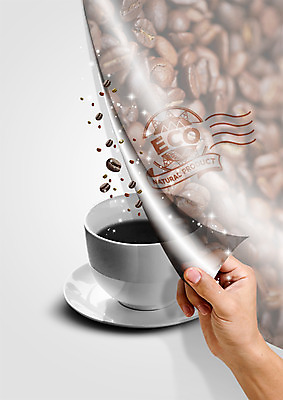 PSD 편집이미지 손 종이 커피 한손 한명 신체부위 도장 원두 잡기 커피잔 에코 그린슈머 이미지편집 1 음료 모션 잔 사람 환경 파일형식