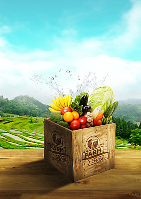 PSD 구름 편집이미지 토마토 하늘 가지 오이 논 바나나 사람없음 목재 물 버섯 당근 신선 브로콜리 수분 나무상자 배추 아스파라거스 나무바닥 이미지편집 자연요소 나무 농업 채소 과일 재료 바닥 뿌리채소 상자 파일형식