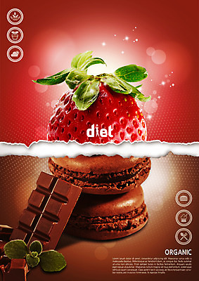 PSD 편집이미지 종이 음식 다이어트 딸기 사람없음 초콜릿 비교 찢어짐 반전 마카롱 이미지편집 컨셉 과일 모션 디저트 건강 파일형식