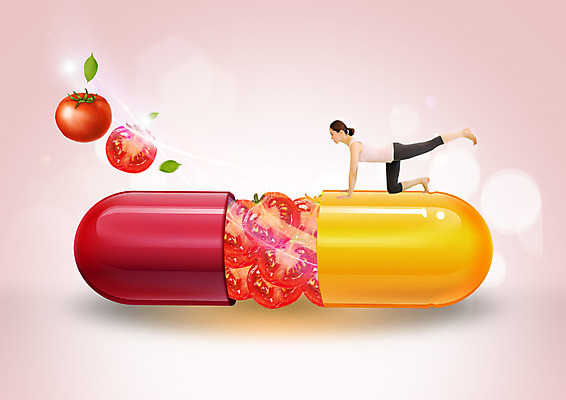 전신 PSD 편집이미지 여자 엎드리기 포즈 토마토 요가 건강 한명 성인 옆모습 30대 알약 한국인 요가복 이미지편집 1 웰빙 뷰포인트 채소 모션 사람 동양인 장년 운동복 약 파일형식