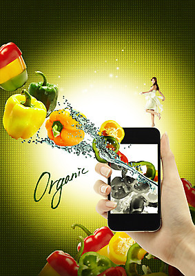 전신 PSD 편집이미지 손 영어 원피스 여자 피망 파프리카 한손 서기 들기 동양인 성인 두명 신체부위 물 스마트폰 수분 유기농 다리들기 이미지편집 자연요소 문자 웰빙 옷 채소 모션 사람 인종 핸드폰 스마트기기 파일형식