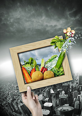 PSD 편집이미지 손 액자 하늘 오이 감자 한손 한명 들기 신체부위 당근 도시 먹구름 애호박 쌈채소 적환무 이미지편집 1 채소 모션 호박 뿌리채소 사람 무 파일형식 구름_자연