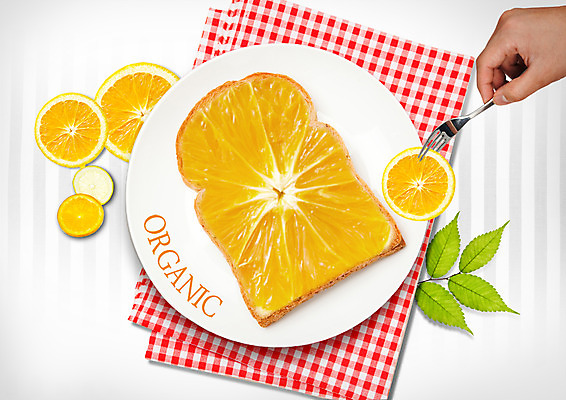 PSD 편집이미지 접시 손 영어 포크 오렌지 한손 한명 신체부위 식탁보 잡기 식빵 유기농 이미지편집 문자 1 식기 웰빙 빵 과일 모션 사람 파일형식