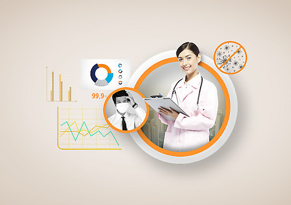 PSD 외국인 편집이미지 여자 남자 의학 마스크 상반신 20대 성인 두명 한국인 환자 의사 금지 원형 바이러스 막대그래프 원그래프 꺾은선그래프 서류판 이미지편집 도형 그래프 사람 동양인 인종 청년 사무용품 의료진 파일형식