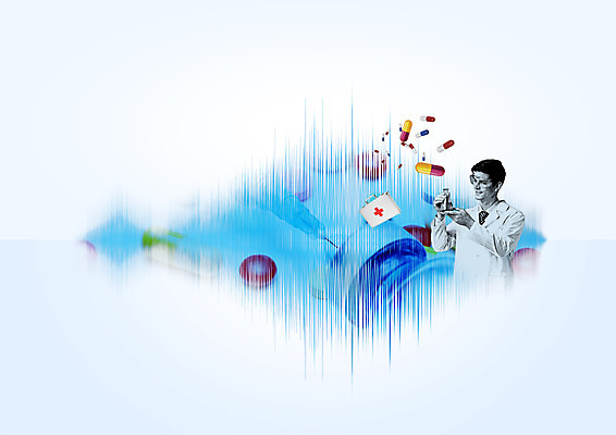 PSD 백인 편집이미지 남자 의학 실험 한명 상반신 20대 성인 알약 의사 맥박 구급상자 주파수 이미지편집 서양인 1 사람 청년 약 의료진 의료용품 파일형식