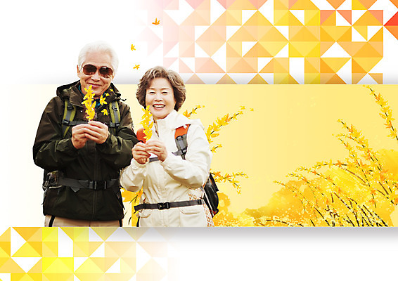 PSD 편집이미지 여자 남자 미소 들기 상반신 성인 두명 앞모습 선글라스 노부부 봄 한국인 삼각형 60대 개나리 안경낌 이미지편집 도형 부부 계절 노년 꽃 안경 뷰포인트 모션 표정 사람 동양인 파일형식