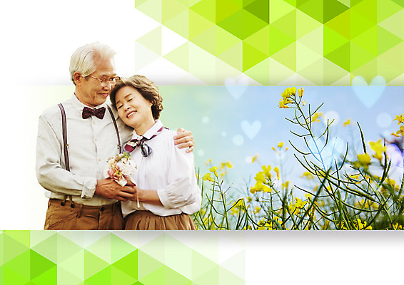 PSD 편집이미지 여자 남자 꽃 안경 미소 상반신 성인 두명 앞모습 노부부 기댐 봄 한국인 하트 삼각형 60대 안경낌 이미지편집 모양 도형 식물 부부 잡화 계절 노년 뷰포인트 모션 표정 사람 동양인 파일형식