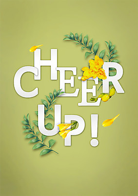 PSD 편집이미지 영어 꽃잎 꽃 잎 나뭇잎 사람없음 노란색 느낌표 격려 위로 이미지편집 식물 문자 기호 감정 컬러 모션 파일형식