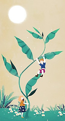 PSD 식물 여자 남자 꽃 어린이 일러스트 자연 나뭇잎 매달리기 두명 태양 국내일러스트 자연요소 잎 모션 사람 생태계 파일형식