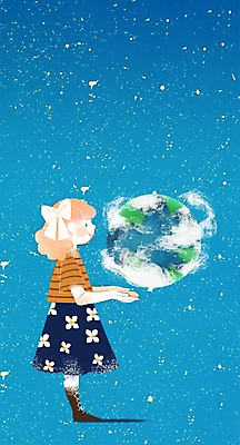 PSD 여자 지구 어린이 일러스트 자연 한명 우주 기본 국내일러스트 1 사람 생태계 파일형식