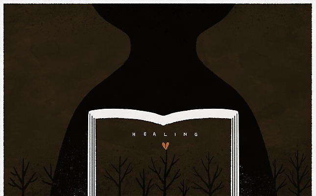 PSD 나무 일러스트 상상 사람모양 상상일러스트 사람없음 치료 책 하트 마음 상처 힐링 국내일러스트 모양 식물 의학 파일형식