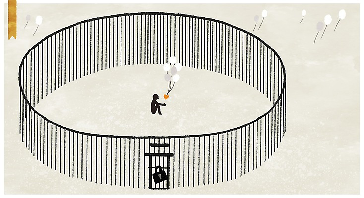 PSD 일러스트 상상 사람모양 자물쇠 상상일러스트 사람없음 치료 울타리 고통 슬픔 하트 마음 풍선 관심 철장 국내일러스트 모양 감정 의학 담장 파일형식