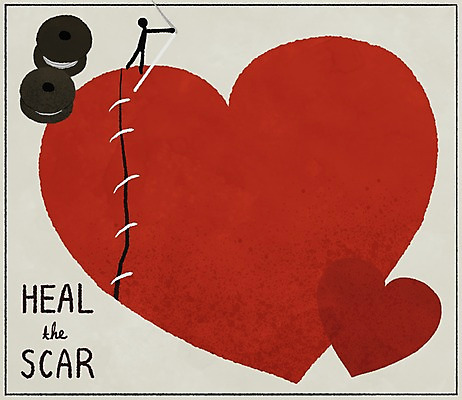 PSD 일러스트 상상 사람모양 상상일러스트 사람없음 치료 고통 슬픔 하트 마음 바늘 균열 실 국내일러스트 모양 감정 의학 모션 도구 파일형식