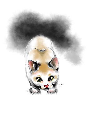 PSD 동물 한마리 엎드리기 일러스트 캘리그라피 사람없음 고양이 반려 국내일러스트 1 포유류 모션 반려동물 파일형식