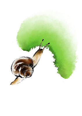 PSD 동물 한마리 일러스트 캘리그라피 사람없음 초록색 얼룩 달팽이 번짐 국내일러스트 1 컬러 연체동물 파일형식 효과