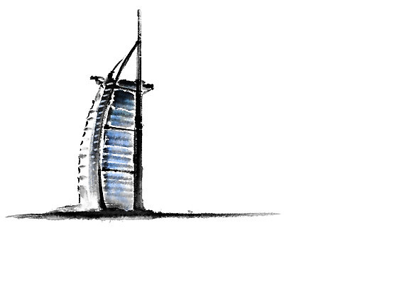 PSD 건축물 일러스트 캘리그라피 빌딩 사람없음 관광지 랜드마크 부르즈알아랍 국내일러스트 건축 여행 건물 두바이 파일형식