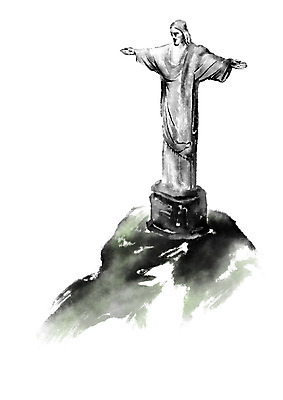 PSD 일러스트 캘리그라피 유적지 사람없음 관광지 석상 랜드마크 리우데자네이루 국내일러스트 여행 고건축 브라질 파일형식