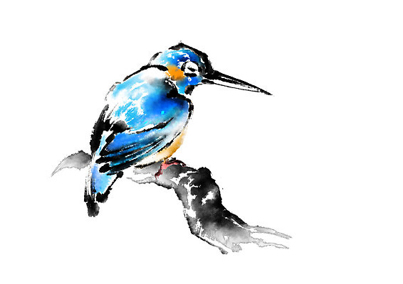 PSD 식물 동물 한마리 일러스트 캘리그라피 조류 사람없음 나뭇가지 물총새 국내일러스트 나무 1 파일형식